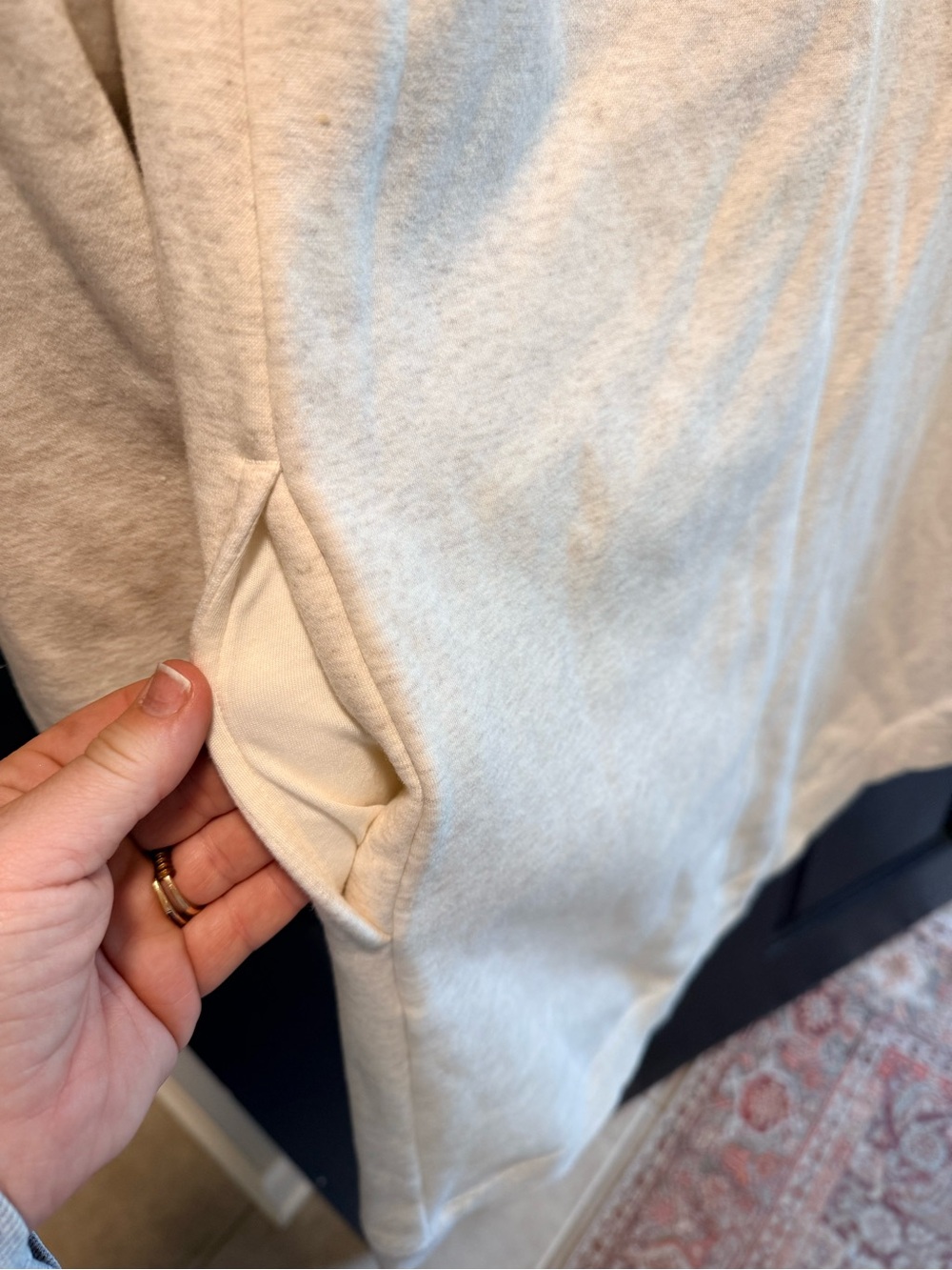 Fabletics Light Cream Ribbed Collar Sweatshirt - Picture 6 of 7